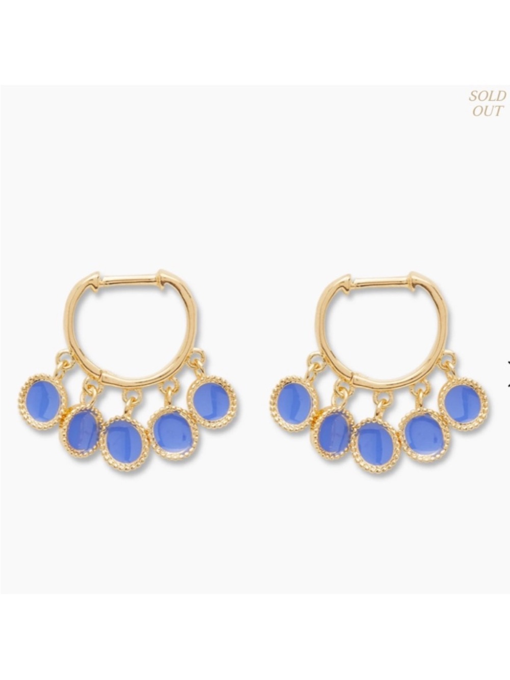 Gorjana Gold Hoops with Blue Disc Charms